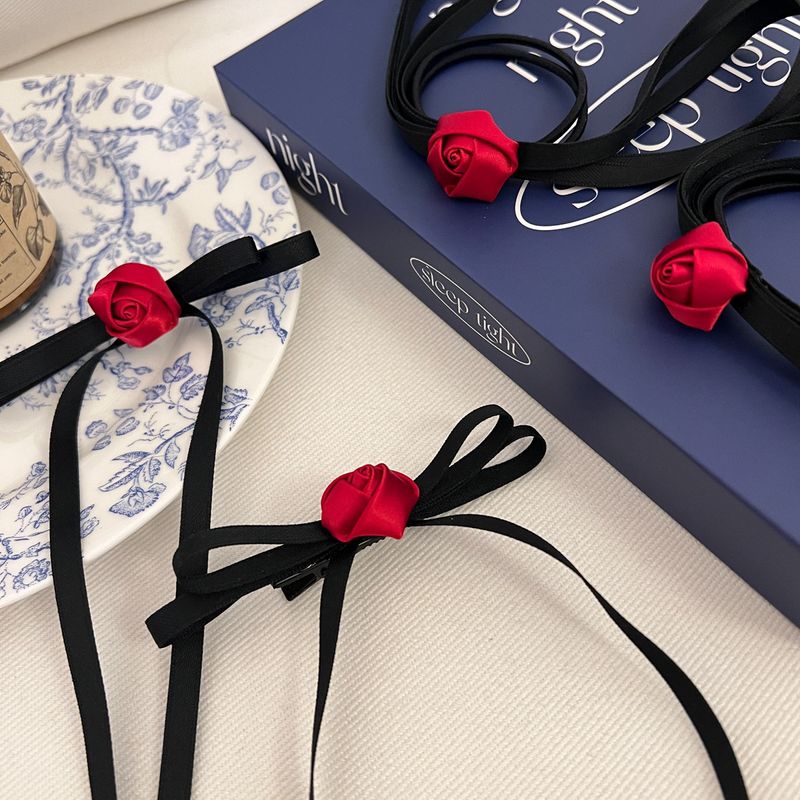 Women's Sweet Rose Bow Knot Cloth Hair Clip Hair Tie