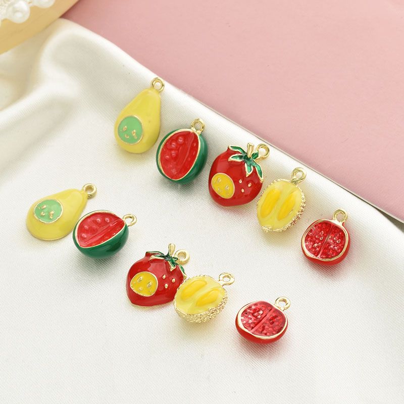 10 Pcs/package Simple Style Fruit Alloy Enamel Pendant Jewelry Accessories