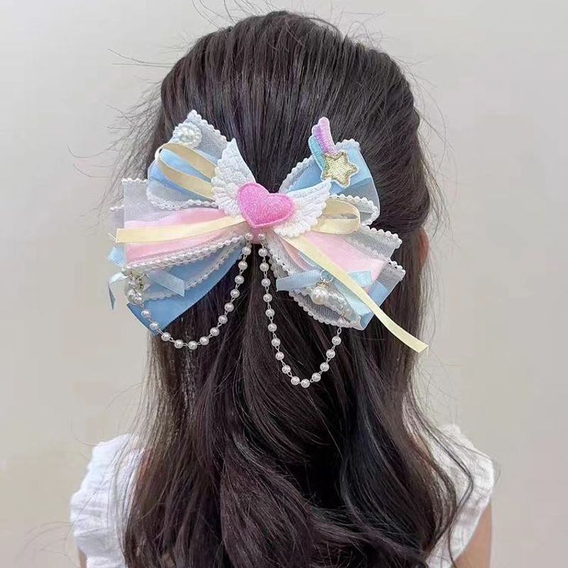 Girl'S Casual Cute Bow Knot Cloth Gauze Hair Clip