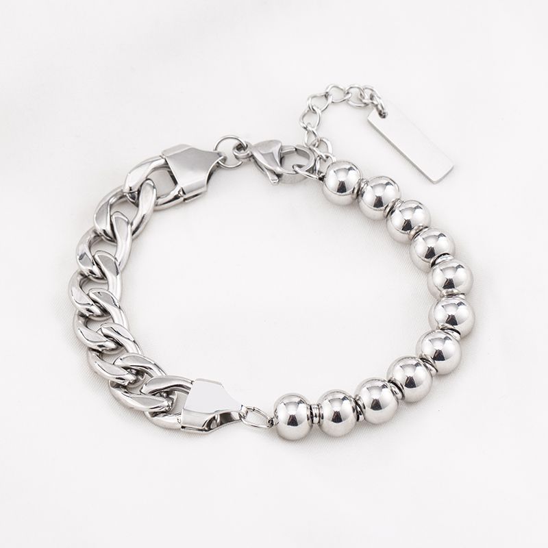 Hip Hop Geometrisch Einfarbig Edelstahl 304 Perlen Glänzend Metallisch Patchwork Unisex Armbänder