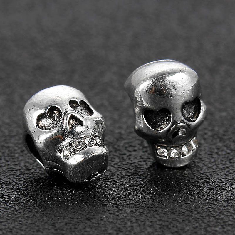 10 Pieces Hip-hop Retro Skull Alloy Plating Inlay Beads Jewelry Accessories