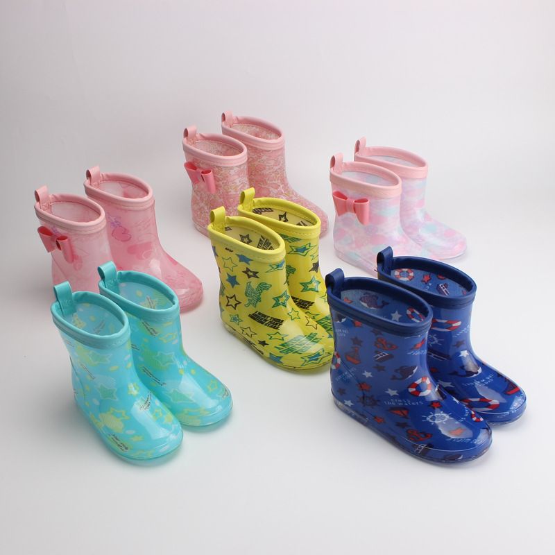 Kid'S Basic Color Block Round Toe Rain Boots