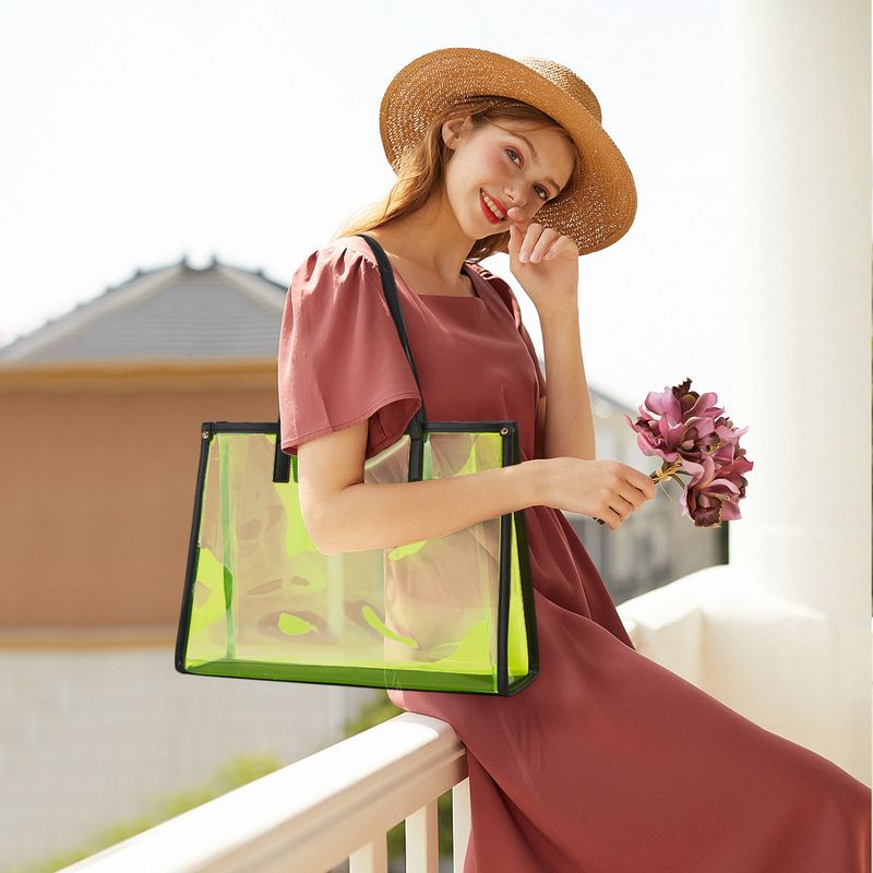 Women's Large Pvc Color Block Vintage Style Classic Style Square Open Shoulder Bag