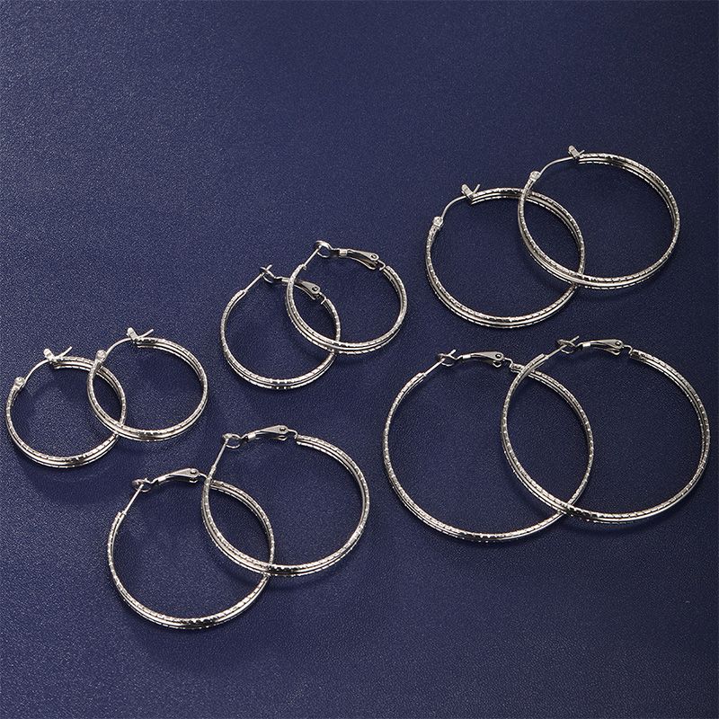 1 Pair XUPING Simple Style Circle 304 Stainless Steel Hoop Earrings