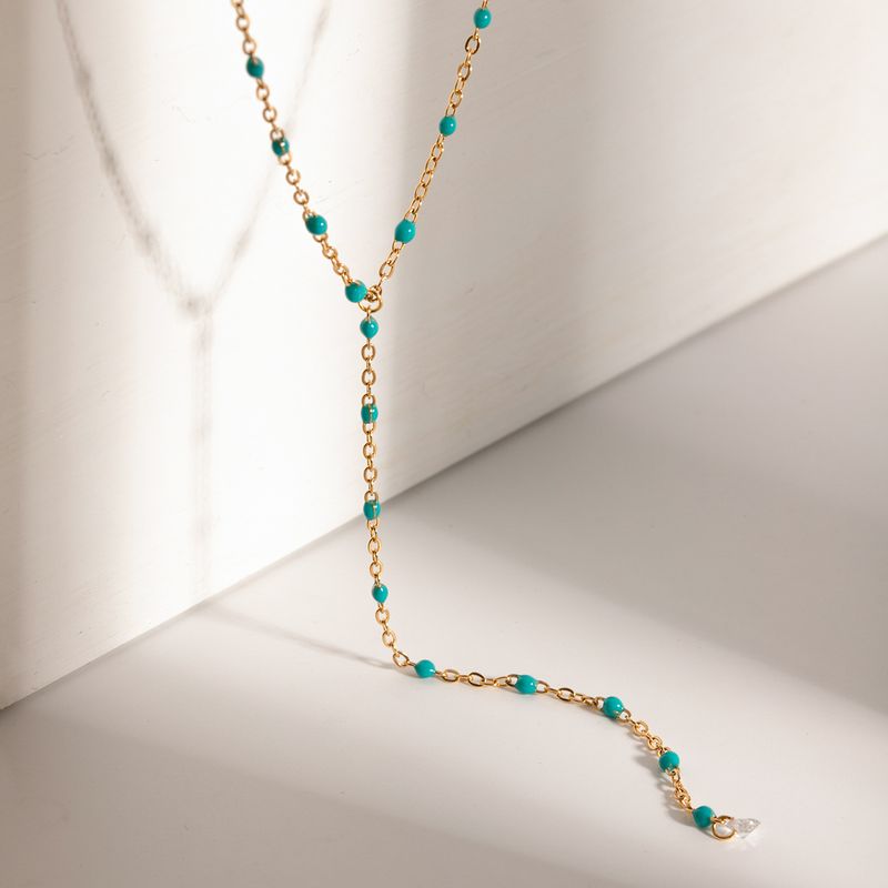 Einfacher Stil Geometrisch Rostfreier Stahl Überzug Inlay Strasssteine 18 Karat Vergoldet Halskette