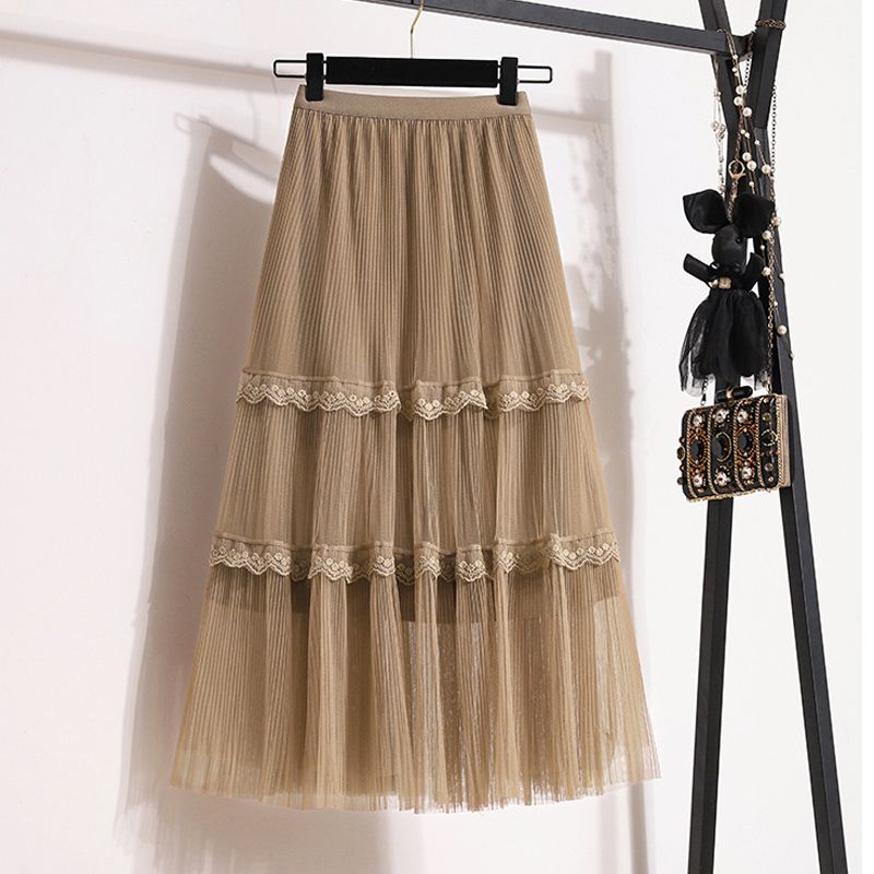 Summer Spring Autumn Basic Classic Style Solid Color Polyester Maxi Long Dress Skirts