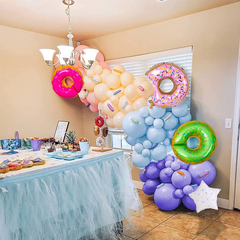 Sweet Color Block Star Donuts Emulsion Wedding Birthday Balloons