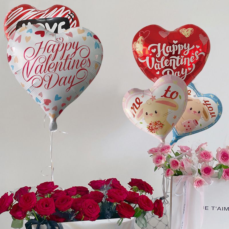 Valentine's Day Sweet Cartoon Letter Heart Shape Aluminum Film Wedding Festival Balloons