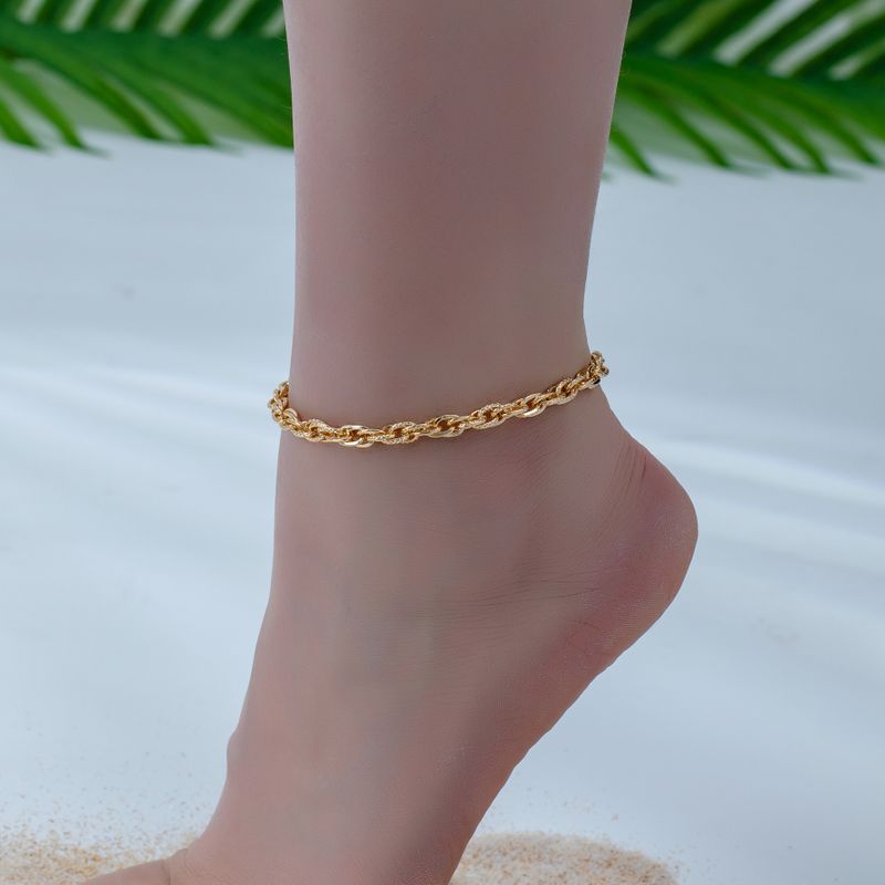 نمط Ig أسلوب بسيط هندسي اللون الصامد سبيكة تصفيح 14 كيلو مطلية بالذهب امرأة سلسلة الساق