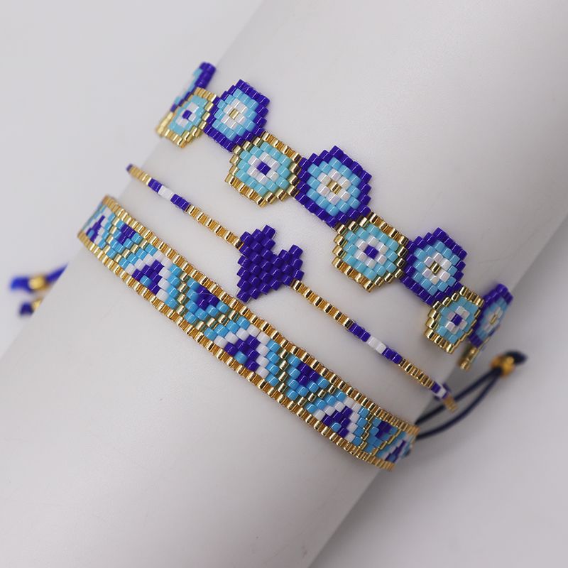 Vintage Style Geometric Round Heart Shape Glass Knitting Women's Bracelets