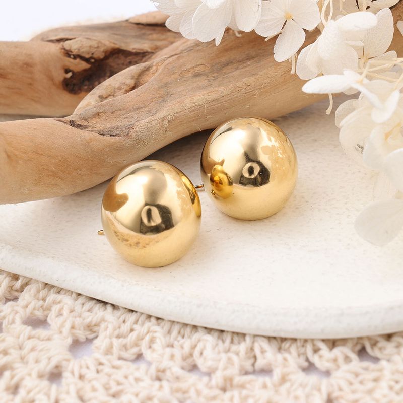 1 Pair IG Style Round Plating 304 Stainless Steel Ear Studs
