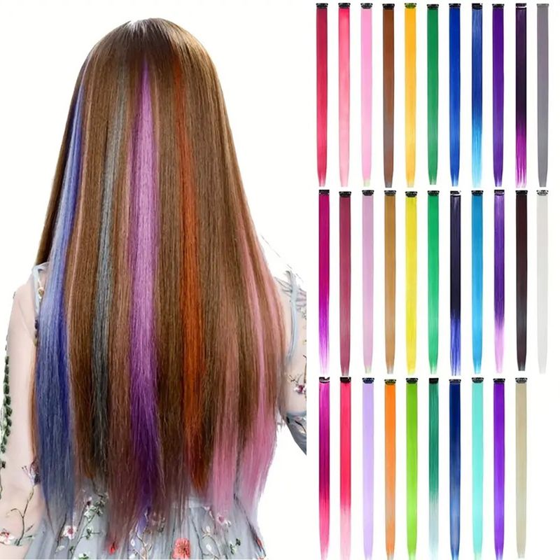Women's Sweet Multicolor Casual Chemical Fiber Long Straight Hair Wigs