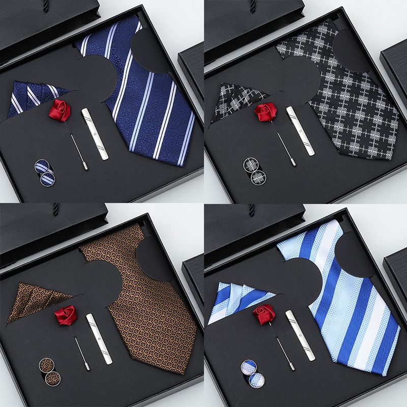 Business Stripe Arrow Solid Color Polyester Yarn Men's Tie