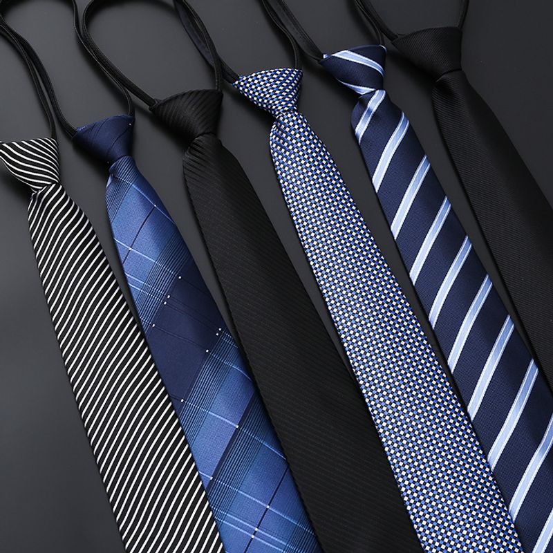 Simple Style Stripe Solid Color Polyester Yarn Men's Tie