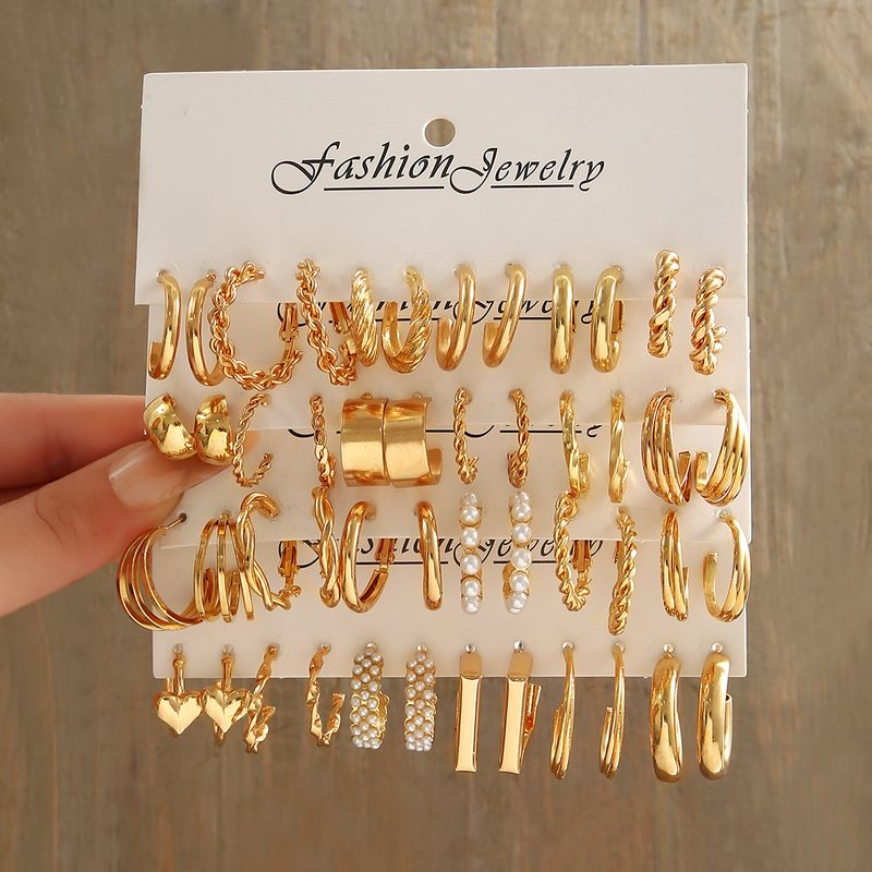 Großhandel Schmuck Ig-stil Einfacher Stil Geometrisch Legierung Künstliche Perlen Überzug Inlay Ohrringe