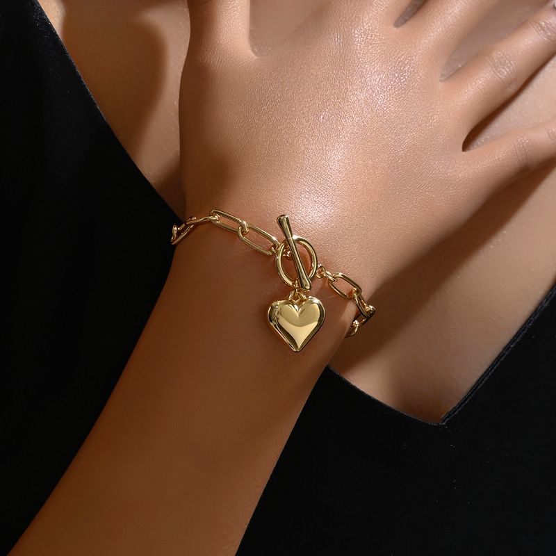 Romantic Heart Shape Alloy Iron Women's Bracelets