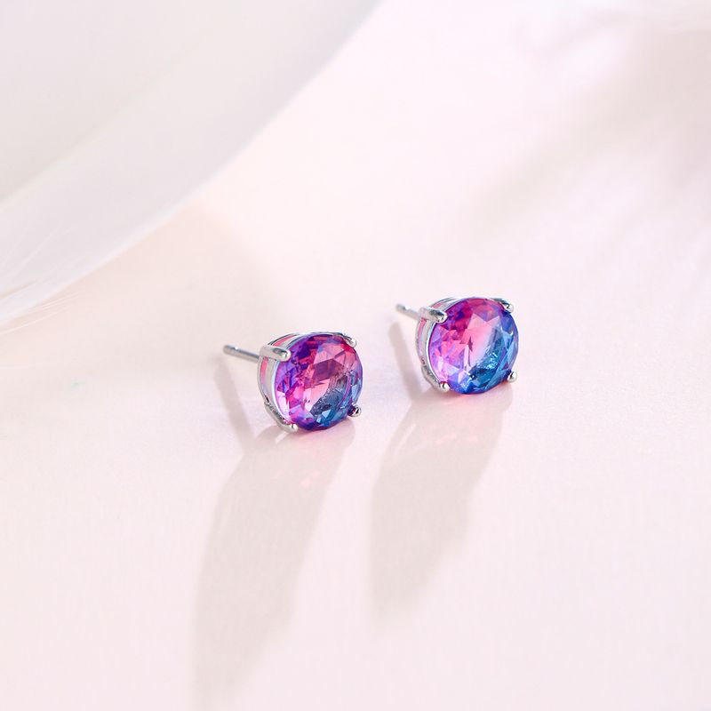 1 Pair Casual Elegant Commute Round Inlay Copper Zircon White Gold Plated Ear Studs