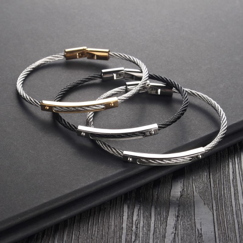 Hip-hop Simple Style Geometric Stainless Steel Plating Bangle