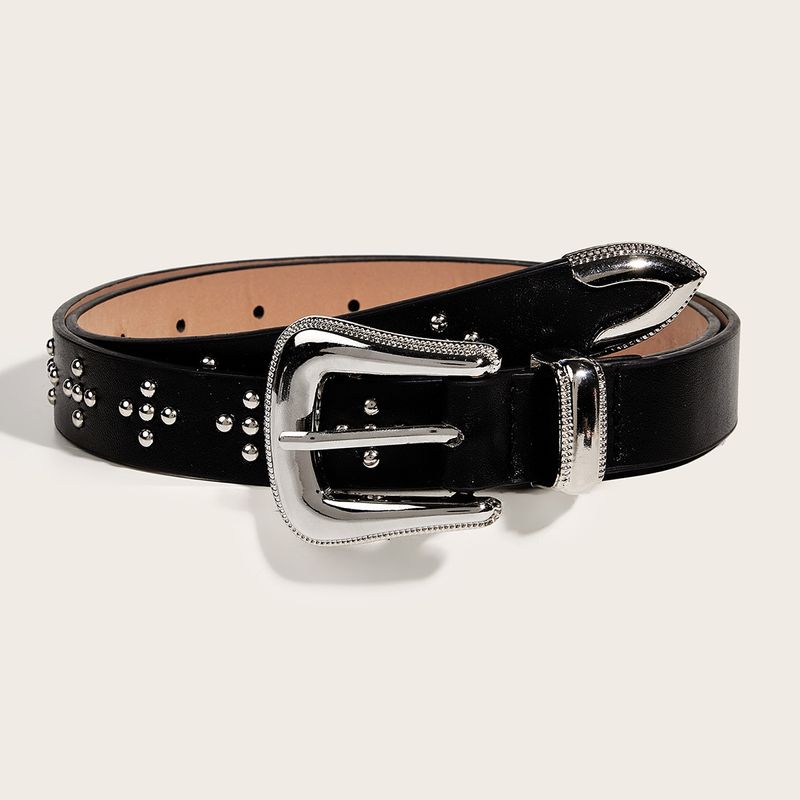 Retro Simple Style Cross Pu Leather Alloy Plating Unisex Leather Belts