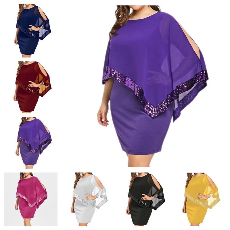 Women's Regular Dress Elegant Round Neck Sequins Sleeveless Solid Color Knee-length Daily