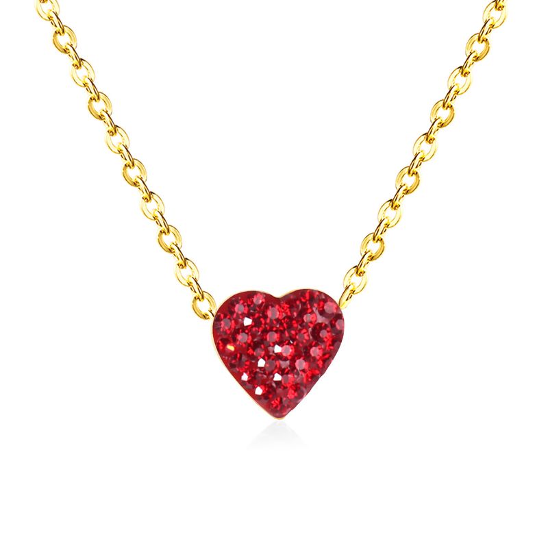 Simple Style Heart Shape Stainless Steel Plating Zircon Pendant Necklace