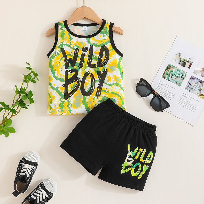 Casual Color Block Polyester Boys Clothing Sets