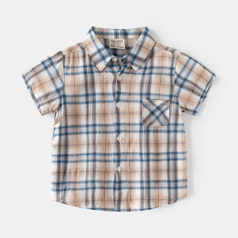 Simple Style Plaid Cotton T-shirts & Shirts