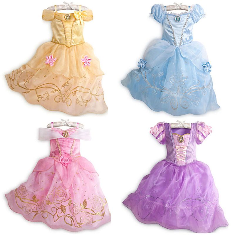 Princess Cartoon Flower Cotton Blend Girls Dresses