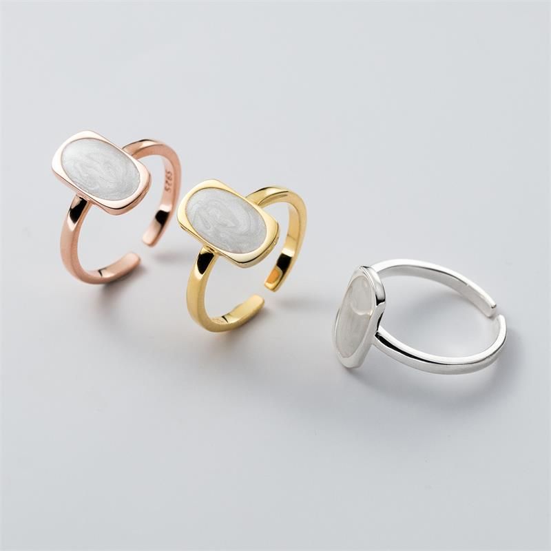 Wholesale Simple Style Rectangle Copper Epoxy Plating Open Rings
