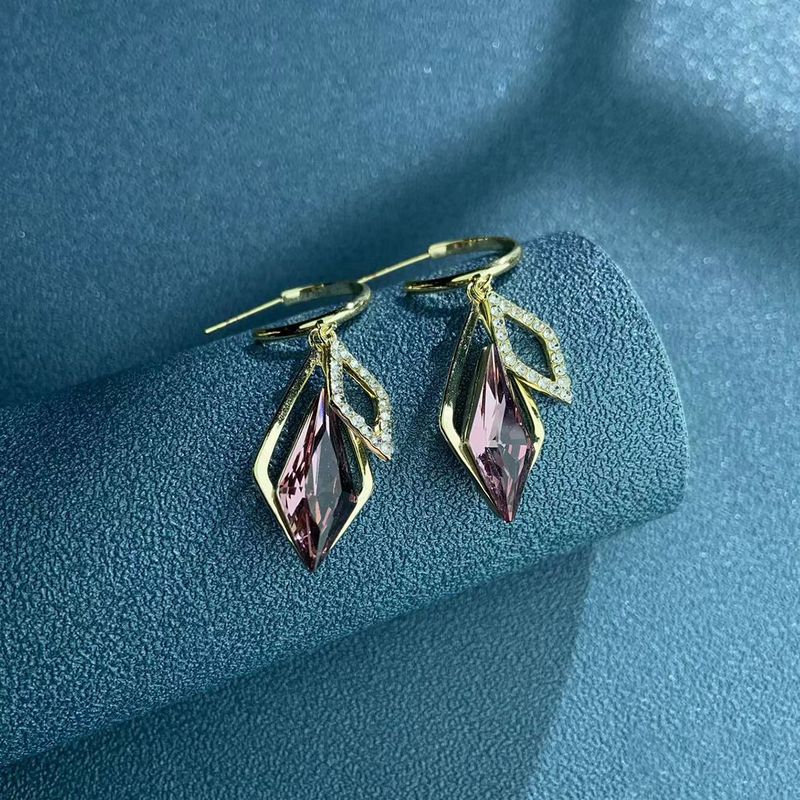 1 Pair Ig Style Shiny Geometric Plating Inlay Copper Artificial Crystal Rhinestones Drop Earrings