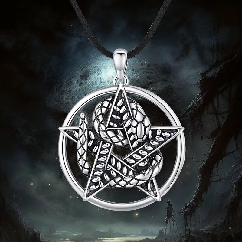 Cool Style Pentagram Snake Alloy Plating Hollow Out Gold Plated Silver Plated Unisex Pendant Necklace