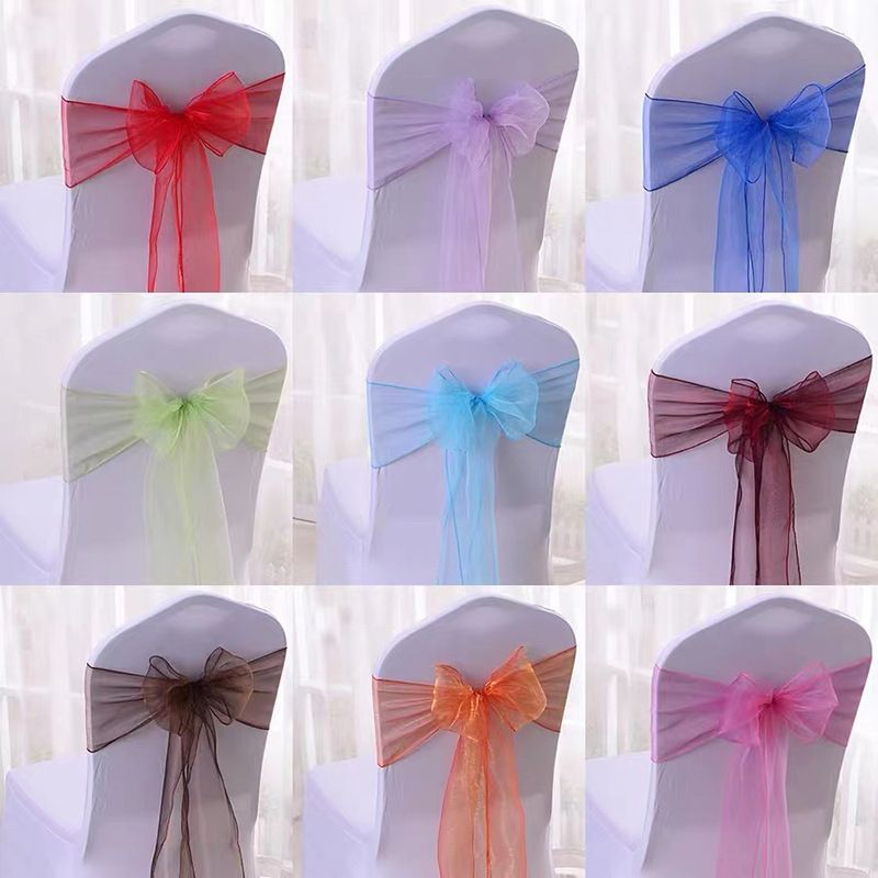 Sweet Simple Style Solid Color Bow Knot Polyester Banquet Daily Chair Back Decoration Streamer