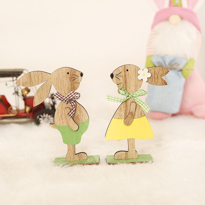 Easter Cute Simple Style Rabbit Wood Holiday Festival Decorative Props