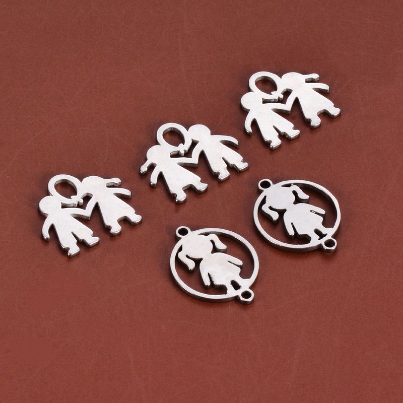 10 Pcs/package Simple Style Human Stainless Steel Plating Pendant Jewelry Accessories