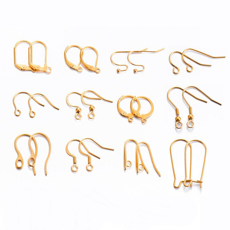 100 PCS/Package Stainless Steel Solid Color Hook Earring Findings Simple Style