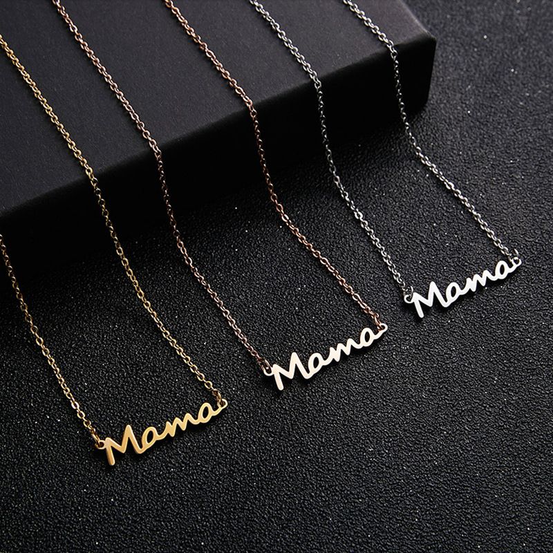 Simple Style Letter Titanium Steel Polishing Plating Mother'S Day Women's Pendant Necklace