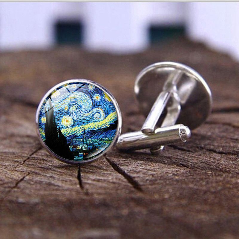 Casual Artistic Oil Painting Alloy Plating Unisex Cufflinks 1 Pair