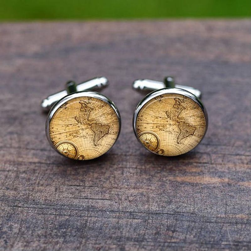 Simple Style Map Alloy Glass Plating Unisex Cufflinks 1 Pair