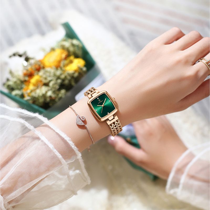 Elegant Solid Color Jewelry Buckle Quartz Women's Watches