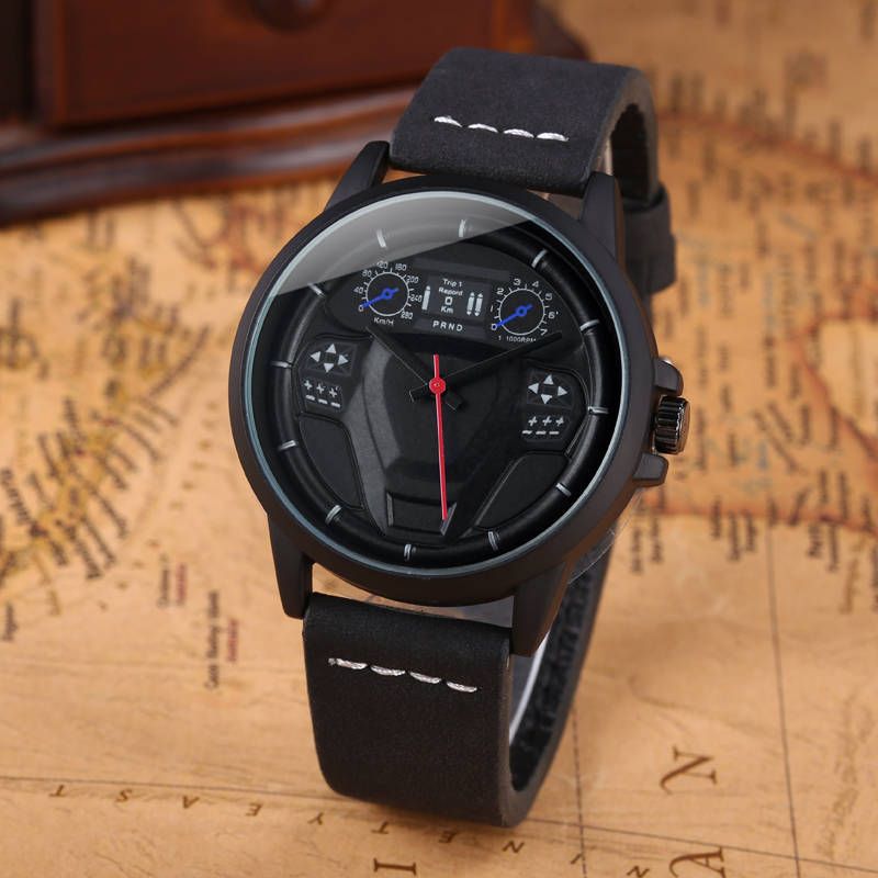 Casual Solid Color Buckle Quartz Men's Watches