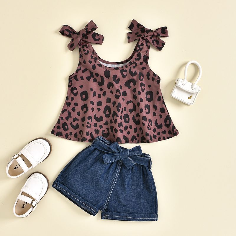 Casual Round Dots Leopard Cotton Baby Clothing Sets