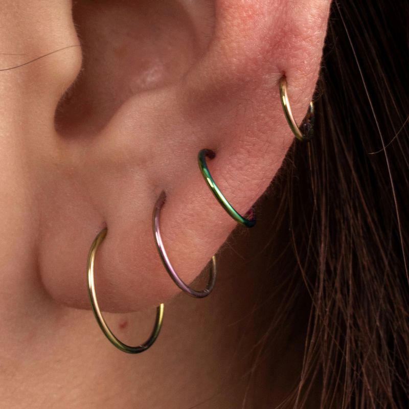 1 Piece IG Style Round Colorful Plating 316 Stainless Steel  Hoop Earrings