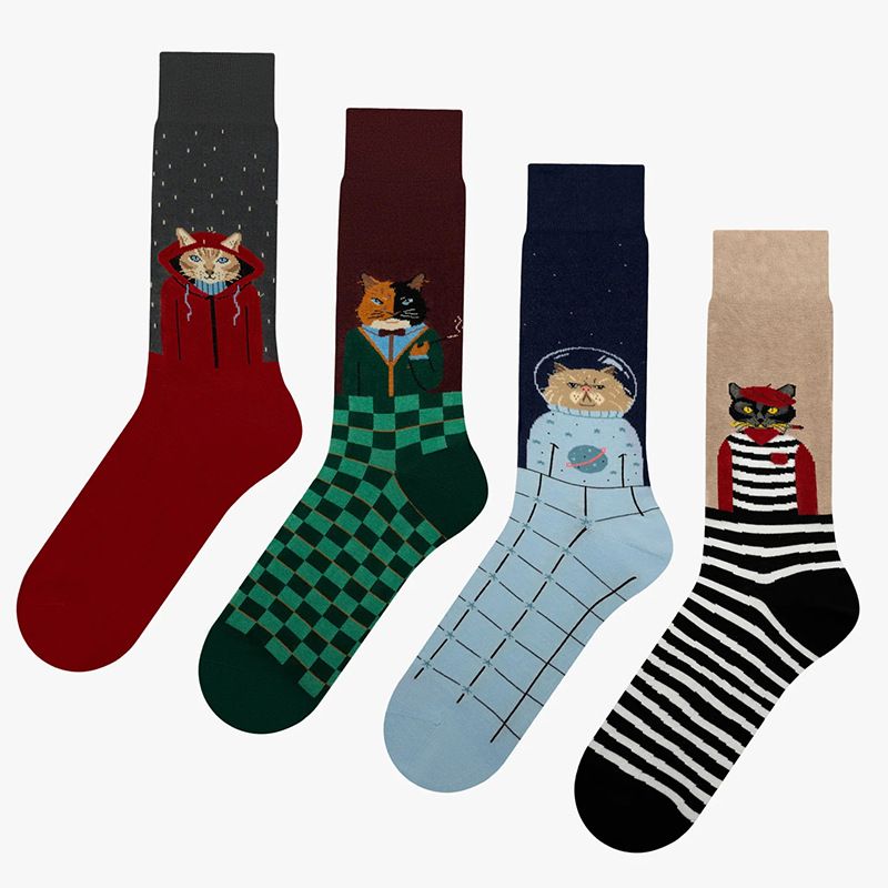 Unisex Einfacher Stil Klassischer Stil Farbblock Baumwolle Crew Socken Ein Paar