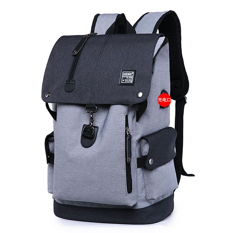 Hombres Color Sólido Tela Oxford Cremallera Mochila Funcional Mochila Para Portátil