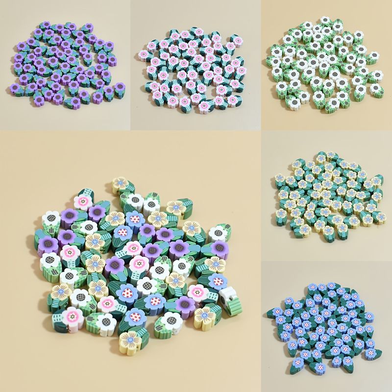 100 Pièces/Paquet Argile Molle Fleur Perles