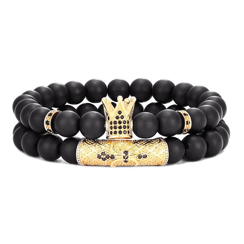 Hip-Hop Geometric Crown Glass Unisex Bracelets