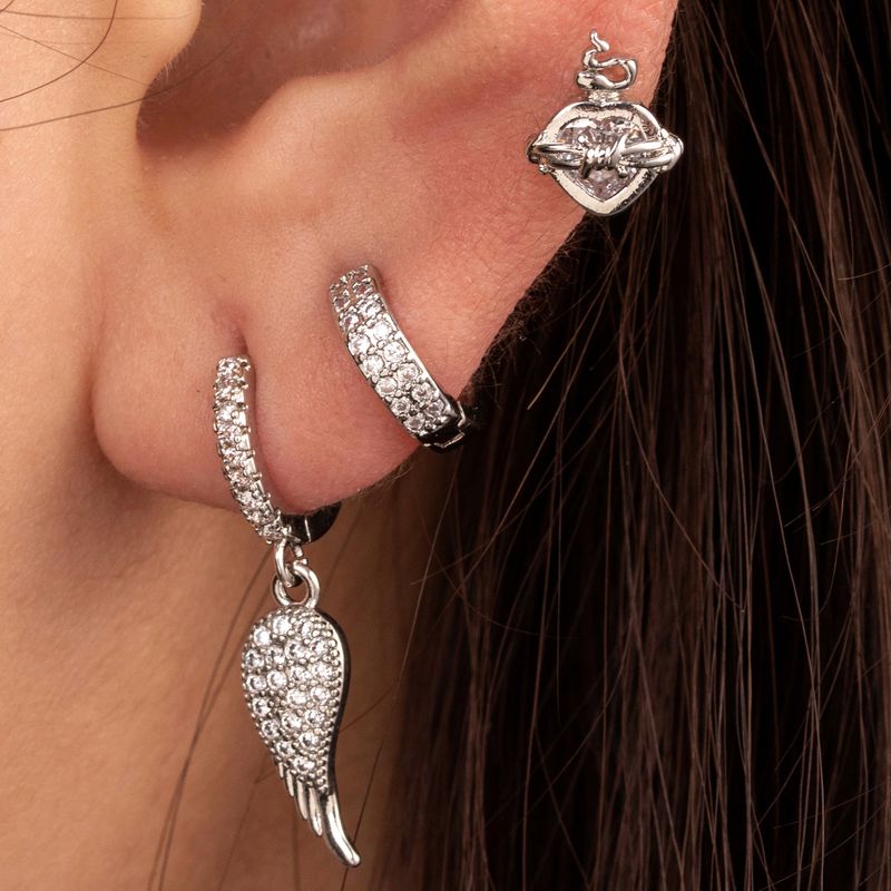 1 Piece IG Style French Style Simple Style Round Heart Shape Wings Inlay Copper Zircon Drop Earrings Earrings Ear Studs