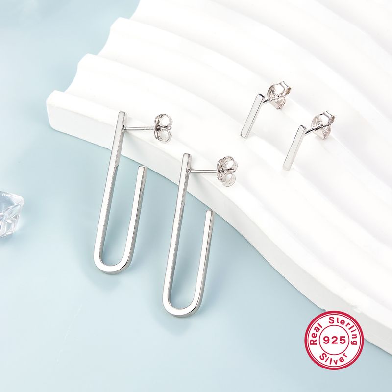 1 Par Estilo Ig Estilo Simple Color Sólido Enchapado Plata Esterlina Pendientes