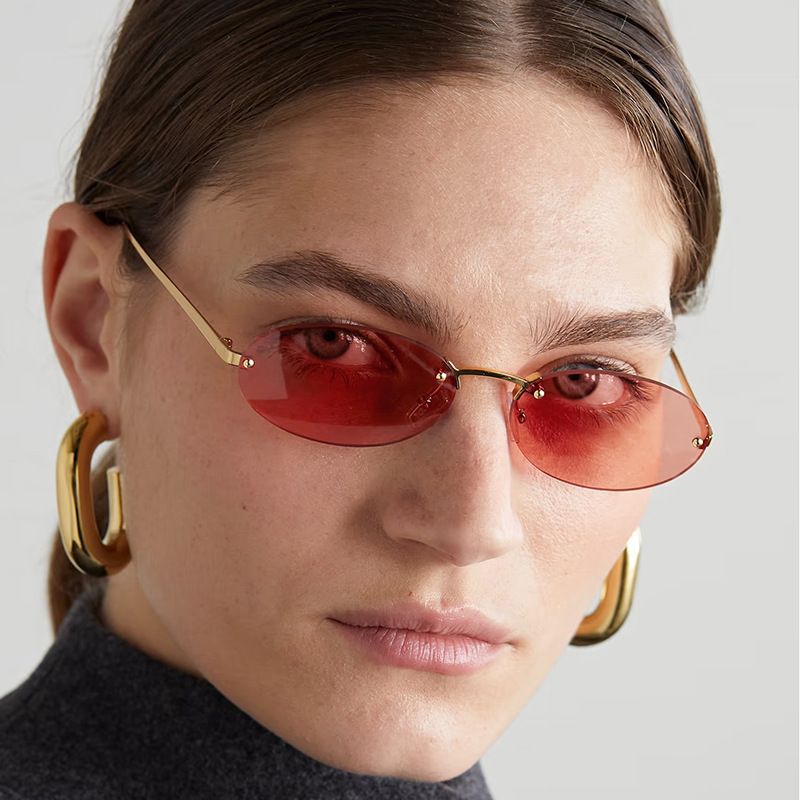 Mode Strassenmode Einfarbig Ac Ovaler Rahmen Rahmenlos Sonnenbrille Der Frauen