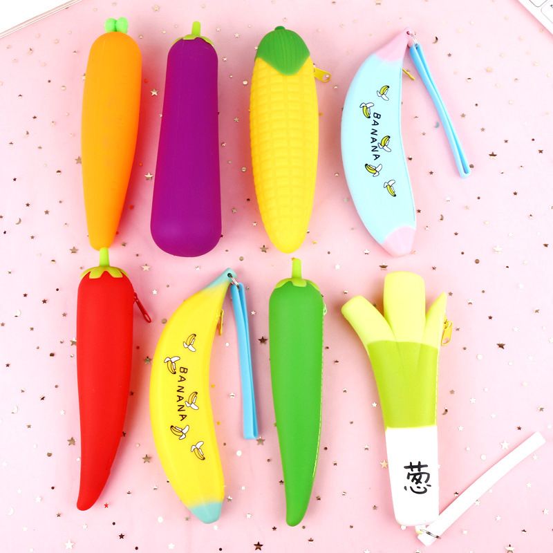 Paw Print Vegetable Silica Gel Class School Cute Pencil Case